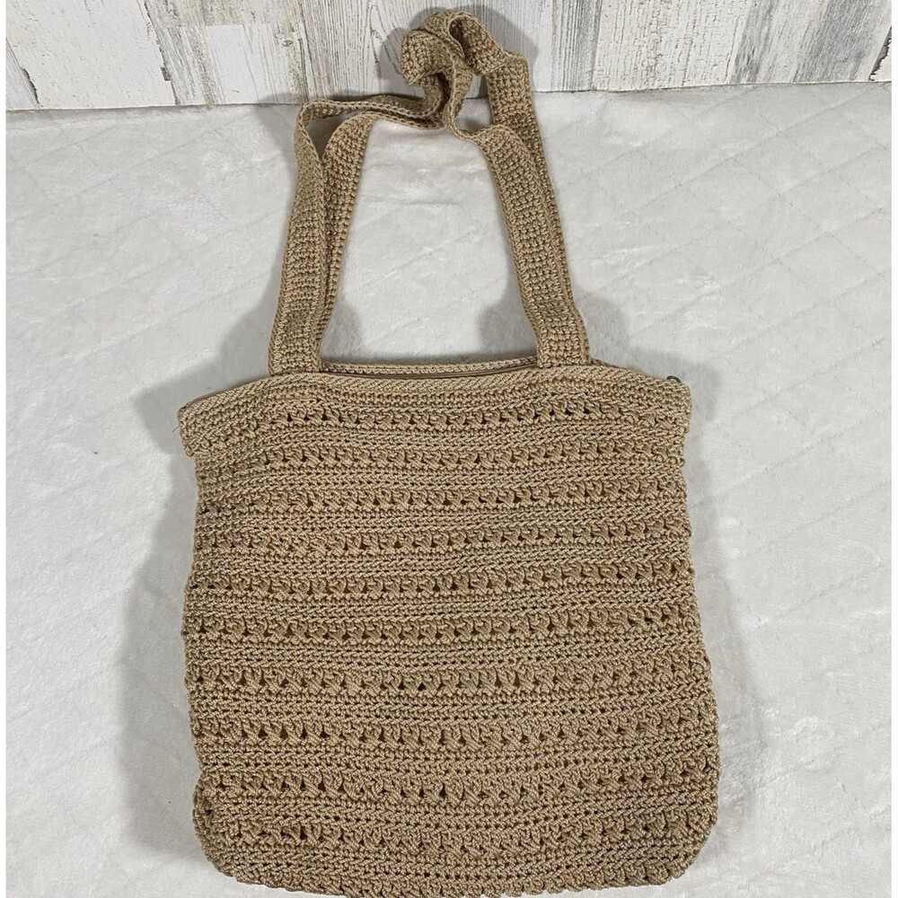 The Sak Crochet Large Tote Bag Tan Beige Boho Beachy CoastalGranny Minimalist